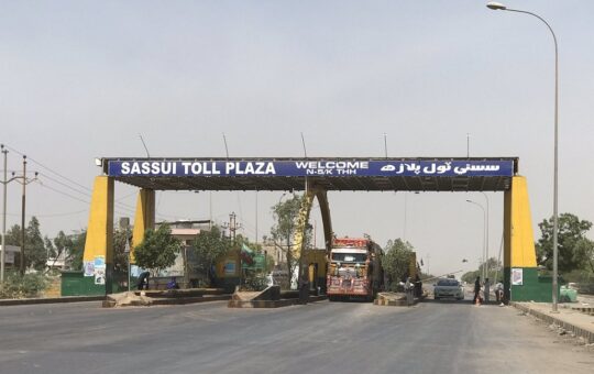 Sassui toll plaza on Thatta Karachi road